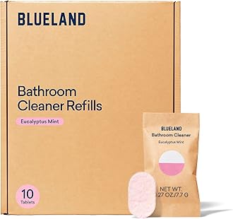 BLUELAND Bathroom Cleaner, 10-Pack Refill, Eucalyptus Mint Scent, Eco-Friendly Cleaning Supplies, 10 x 24 Fl oz