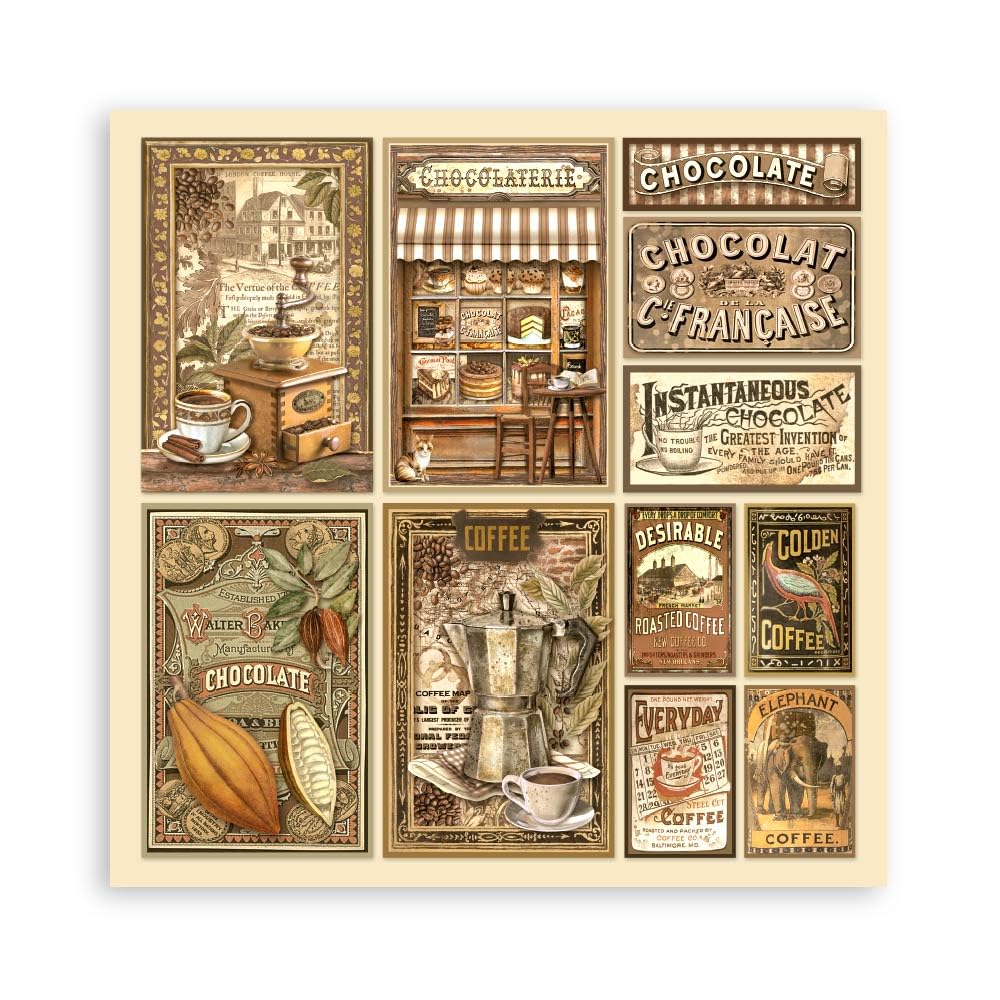 Scrapbooking Pad 22 sheets cm 30,5x30,5 (12"x12") Single face - Coffee and Chocolate