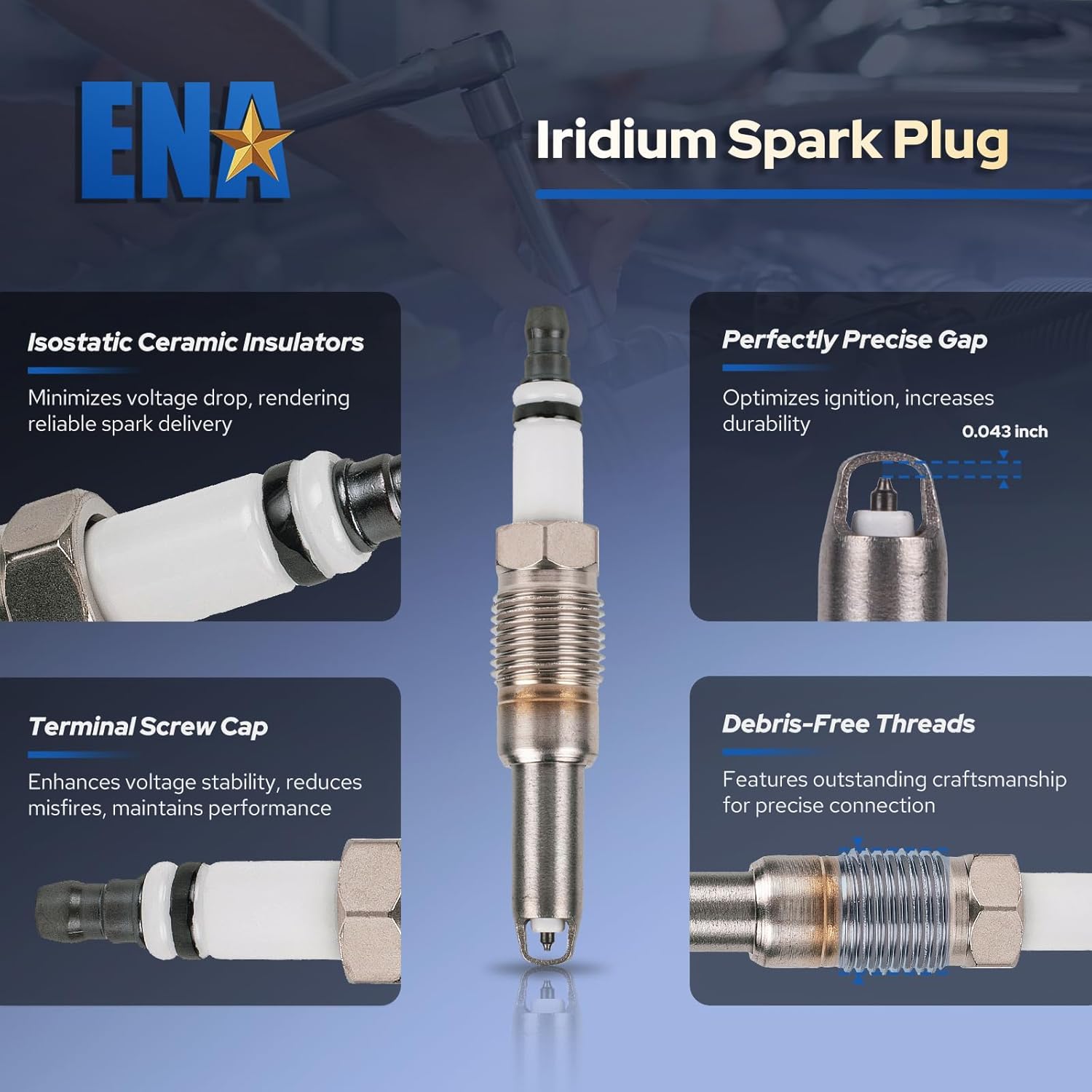 ENA Set of 8 Iridium Spark Plug and 8 Ignition Coil Pack Compatible with Ford 2005 2006 2007 2008 Explorer Sport Trac Mustang Mercury Mountaineer 4.6L V8 Replacement for FD508 SP514