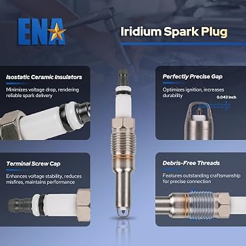 ENA Set of 8 Iridium Spark Plug and 8 Ignition Coil Pack Compatible with Ford 2005 2006 2007 2008 Explorer Sport Trac Mustang Mercury Mountaineer 4.6L V8 Replacement for FD508 SP514