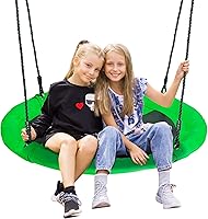 Vista 9 de SUPER DEAL Columpio de Árbol de 40 Pulgadas, Columpio Platillo Volador para Niños al Aire Libre, Capacidad de Peso de 800 Libras, Tela Textilene