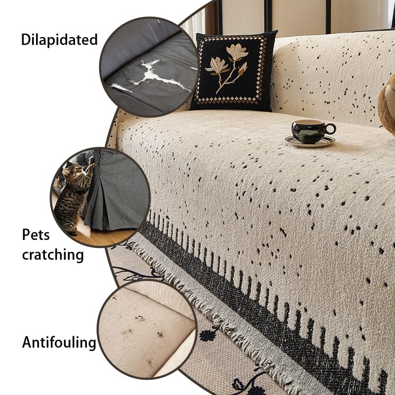 Housse de canapé anti-griffes lavable couverture grand canapé - 4