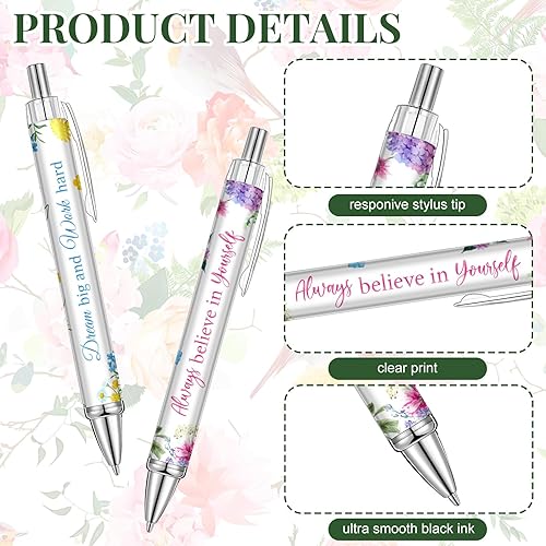 Miniatura 3 de Yeaqee 50 bolígrafos inspiradores a granel, con citas motivacionales, punta de lápiz capacitivo, regalo de Navidad, bolígrafos de tinta negra