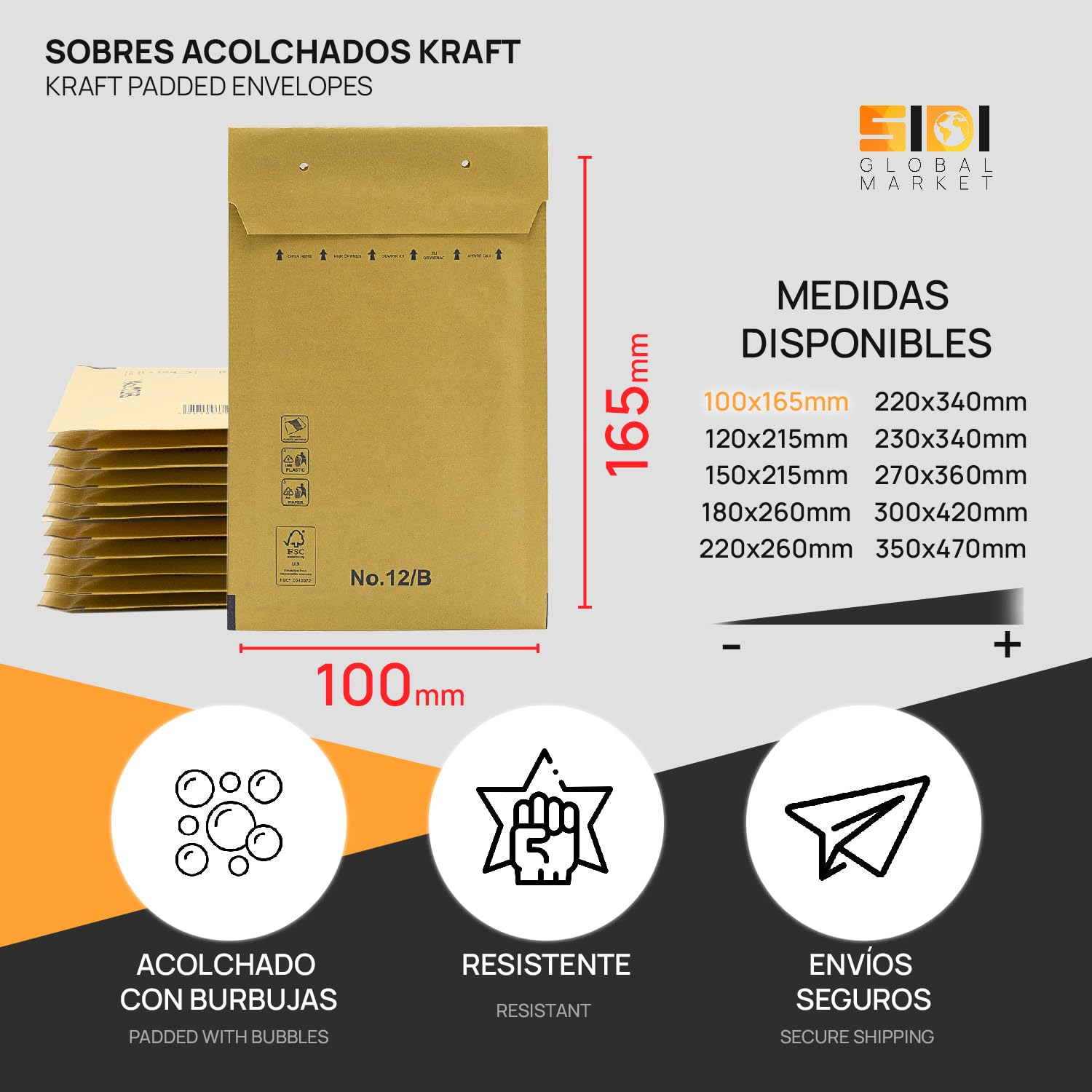 10 Buste Imbottite Kraft 100x165 Mm - Buste A Bolle Con Chiusura Autoadesiva Per Spedizioni - Foto 8