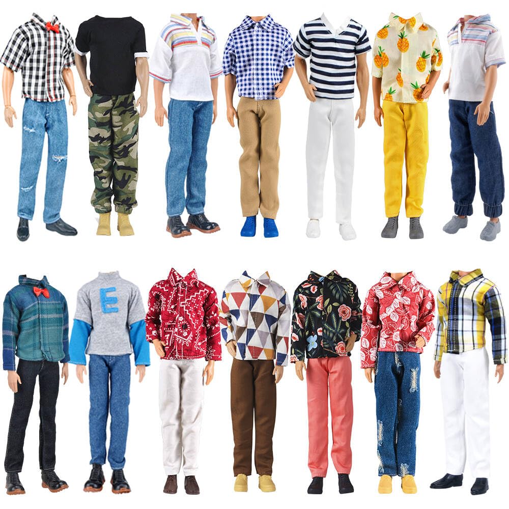 E-TING 6-Item Fantastic Pack = 3 Sets Fashion Casual Wear Clothes Outfit for 12 Inch Doll Clothes Random Style