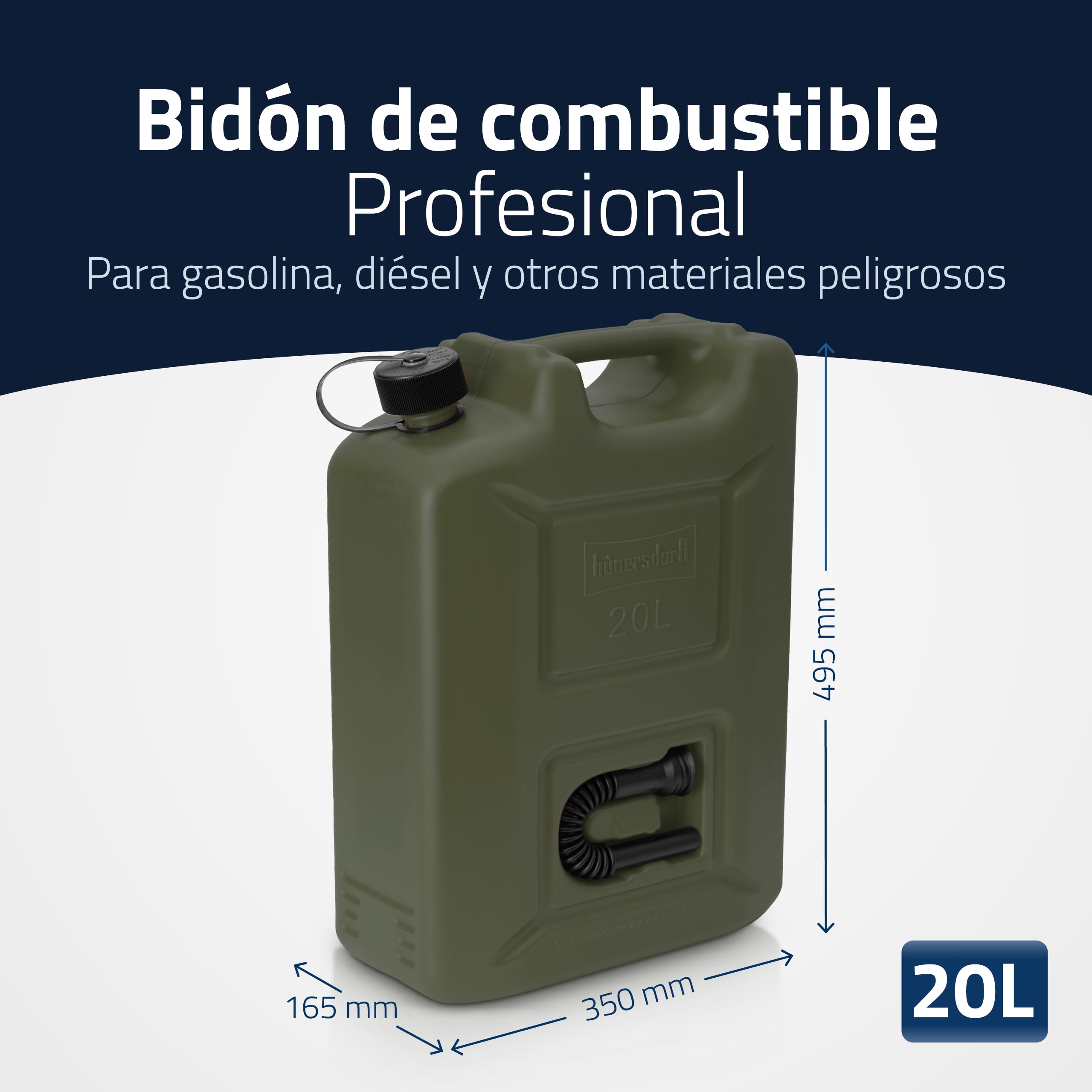 Hünersdorff 802010 Bidón para Carburante, Verde, 20 l