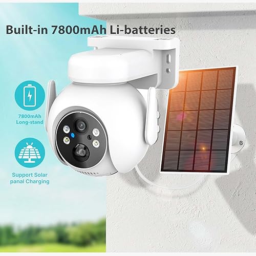 Miniatura 8 de Dpofirs Cámaras de seguridad inalámbricas de 4MP para exteriores, cámara PTZ, cámara de seguridad solar inalámbrica al aire libre con panel solar,