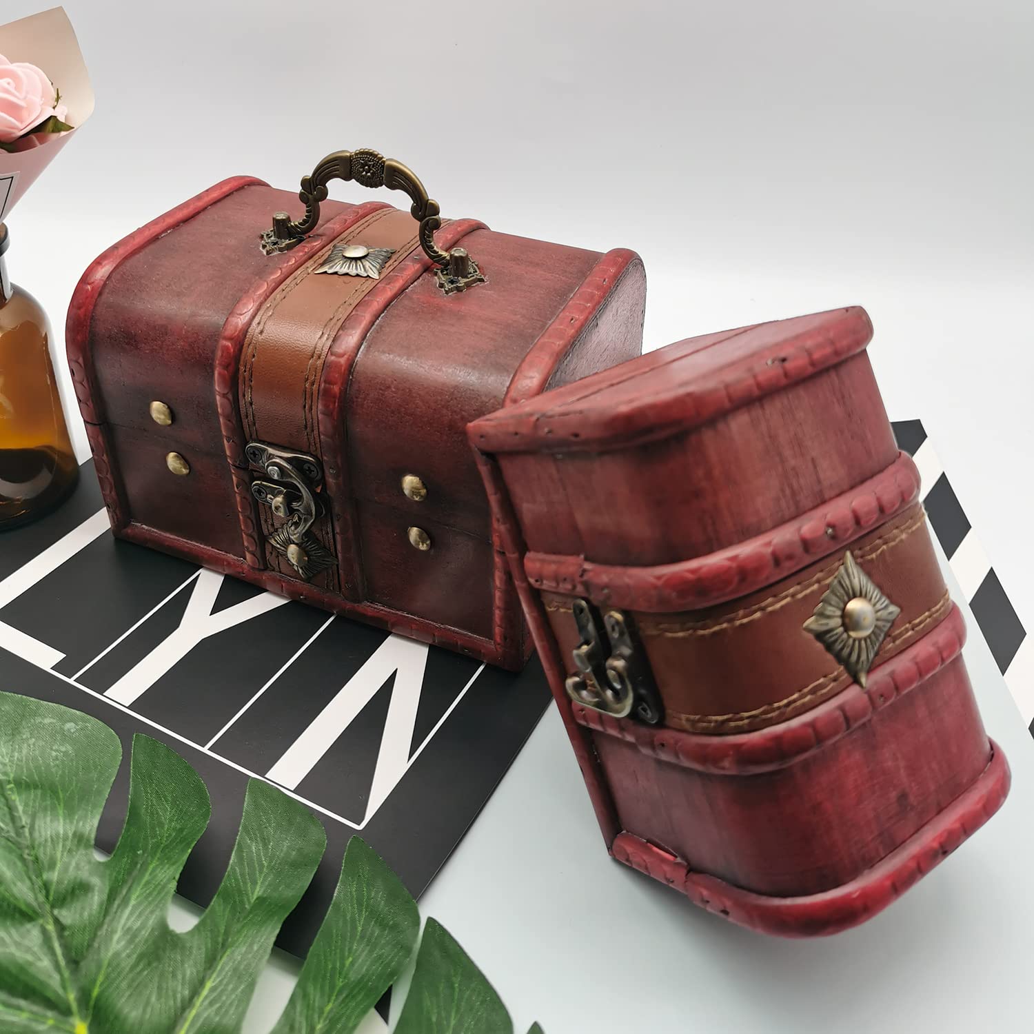 2 Scrigni Del Tesoro In Legno Vintage - Con Serratura, Per Bambini E Collezionisti - Foto 3