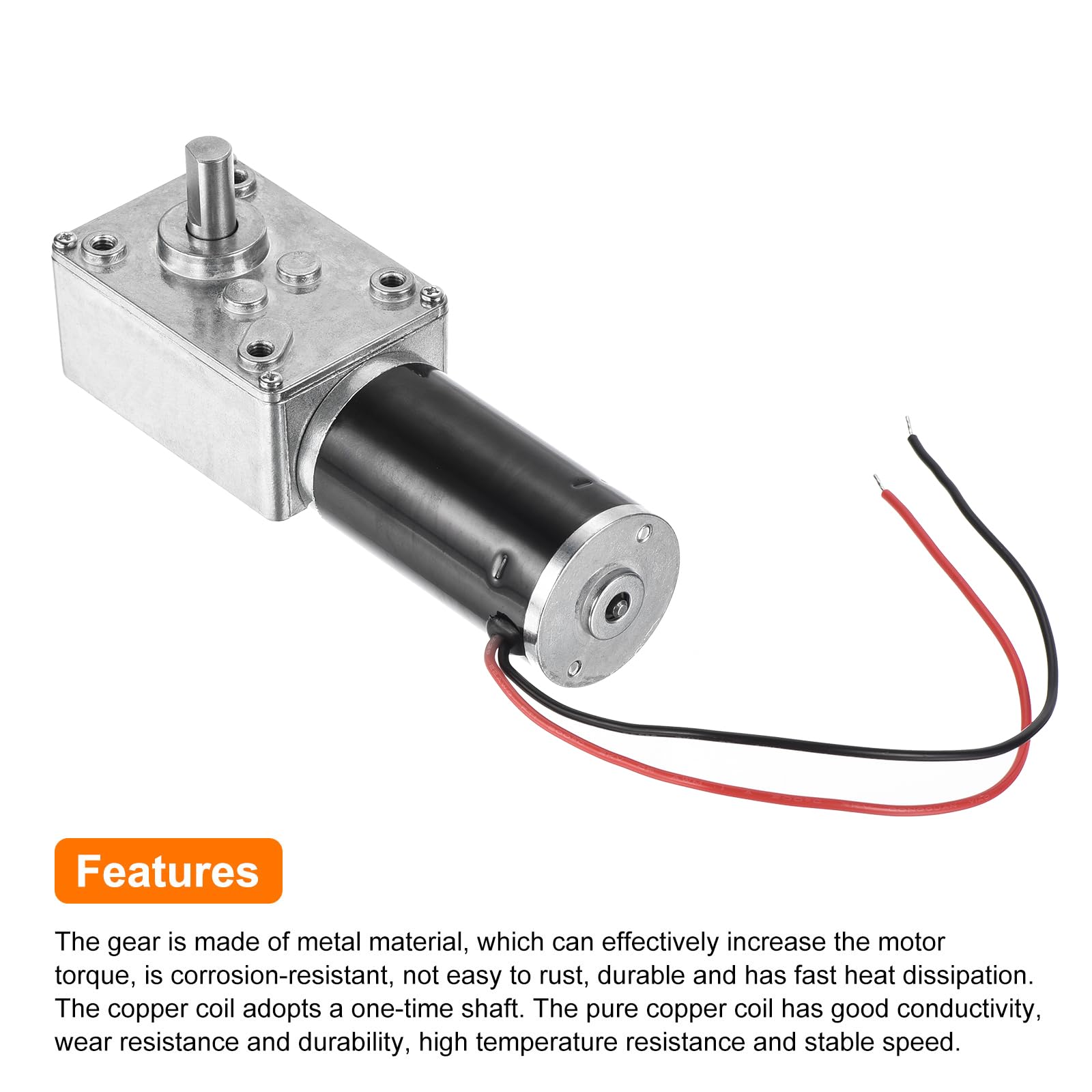 QUARKZMAN DC 12V 60RPM Schnecken Getriebe Motor 8mm D Welle Untersetzung Elektro Motor Untersetzungsgetriebe Hohes Drehmoment Niedrige Geschwindigkeit Mini Turbinen Schnecken Motor mit Draht