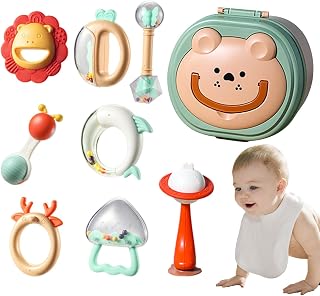 Teether Rattle | Teething Toys for Babies 0-12 Months,Multi-bite Newborn Sensory Toys Teether for Soothe Emotions and Relieve Teething Discomfort Enjovdery