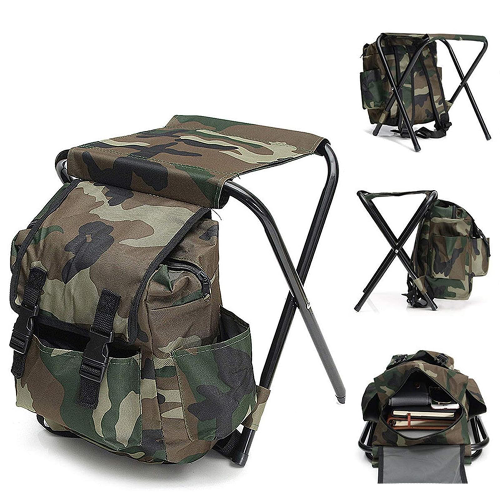 Aptliton Folding Camping Chair and Fishing Stool Backpack - Waterproof 10L Backpack With Seat, 100kg Max Load for Hiking, Picnic, Travel, Beach, BBQ