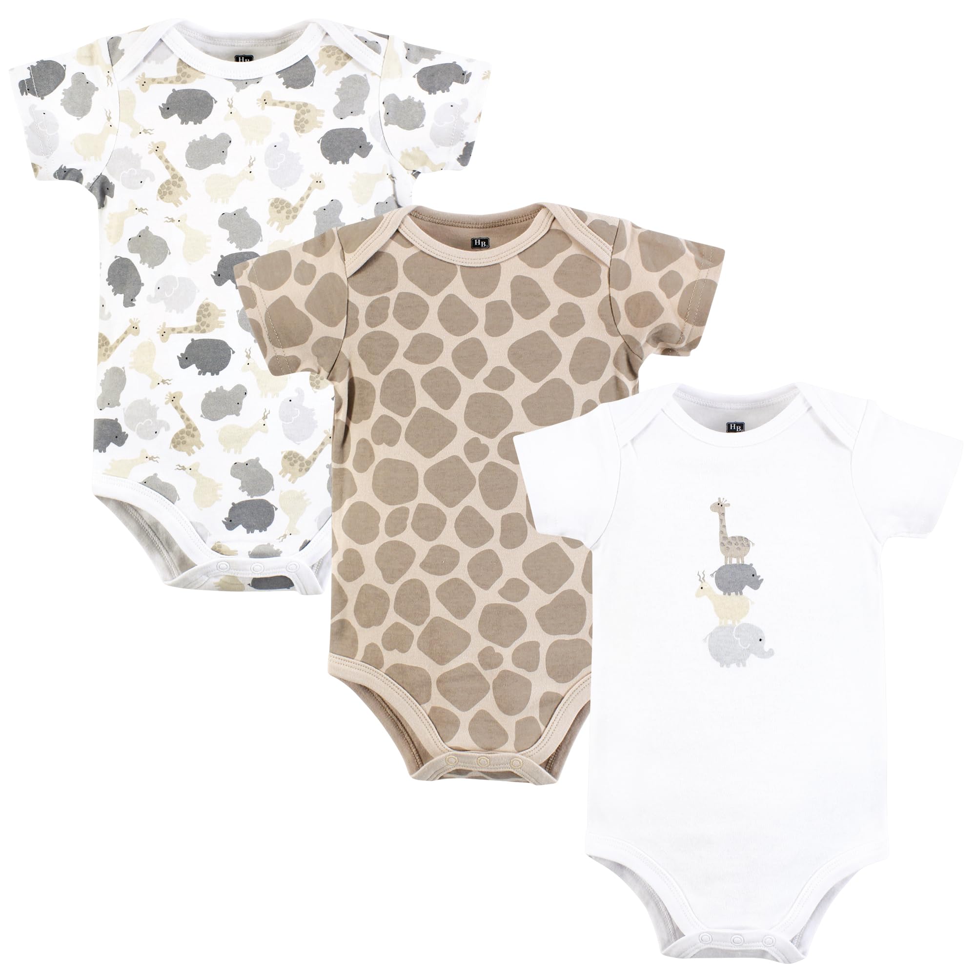 Hudson Baby Infant Boy Cotton Bodysuits Safari Friends 6-9 Months