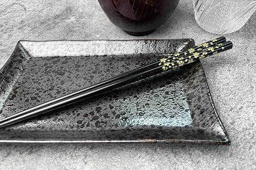 Miniatura 4 de Palillos japoneses de primera calidad reutilizables fabricados en Japón Palillos de madera tradicionales de laca (negro (YM003))