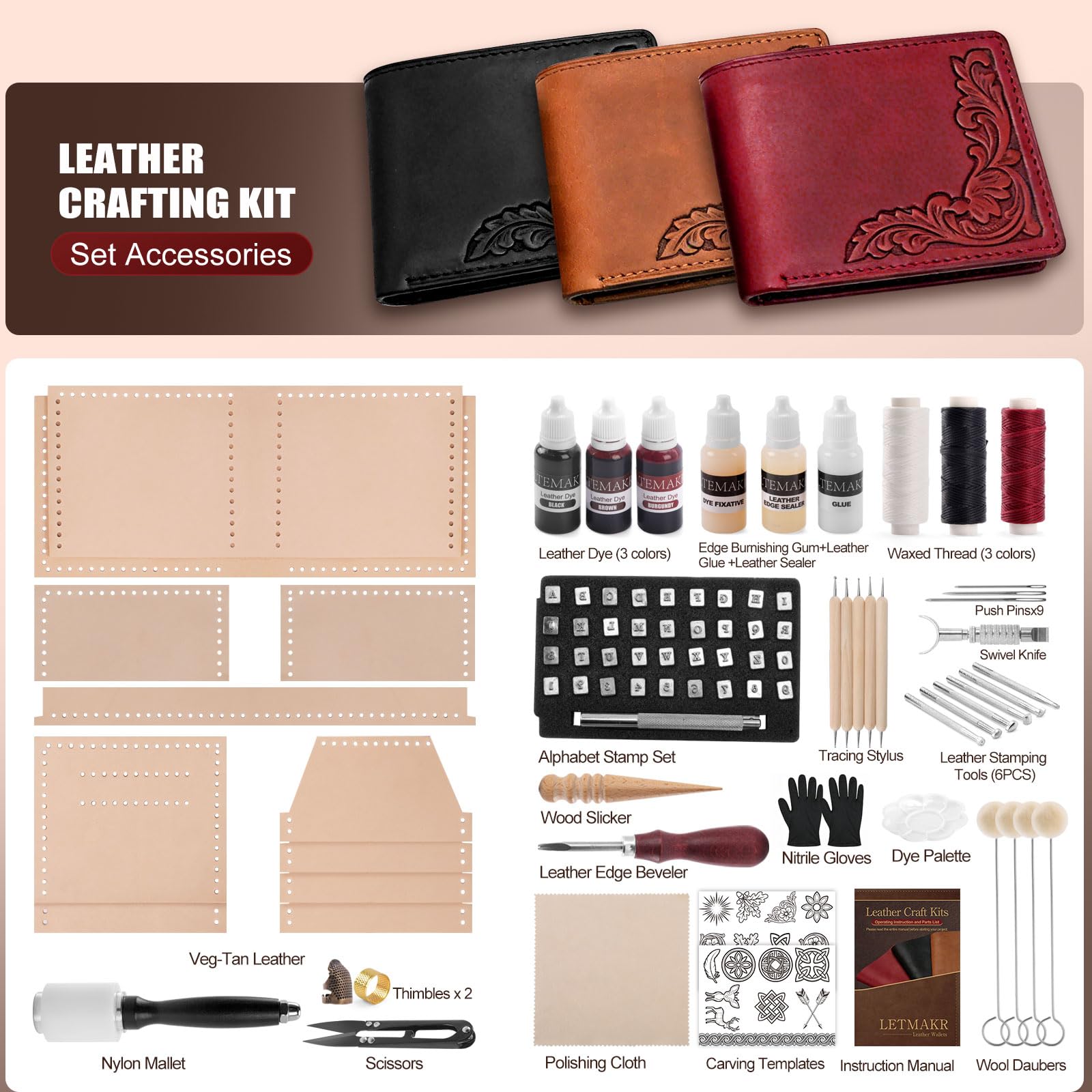 DIY Leather Wallet Kit - Beginner Leathercraft -2