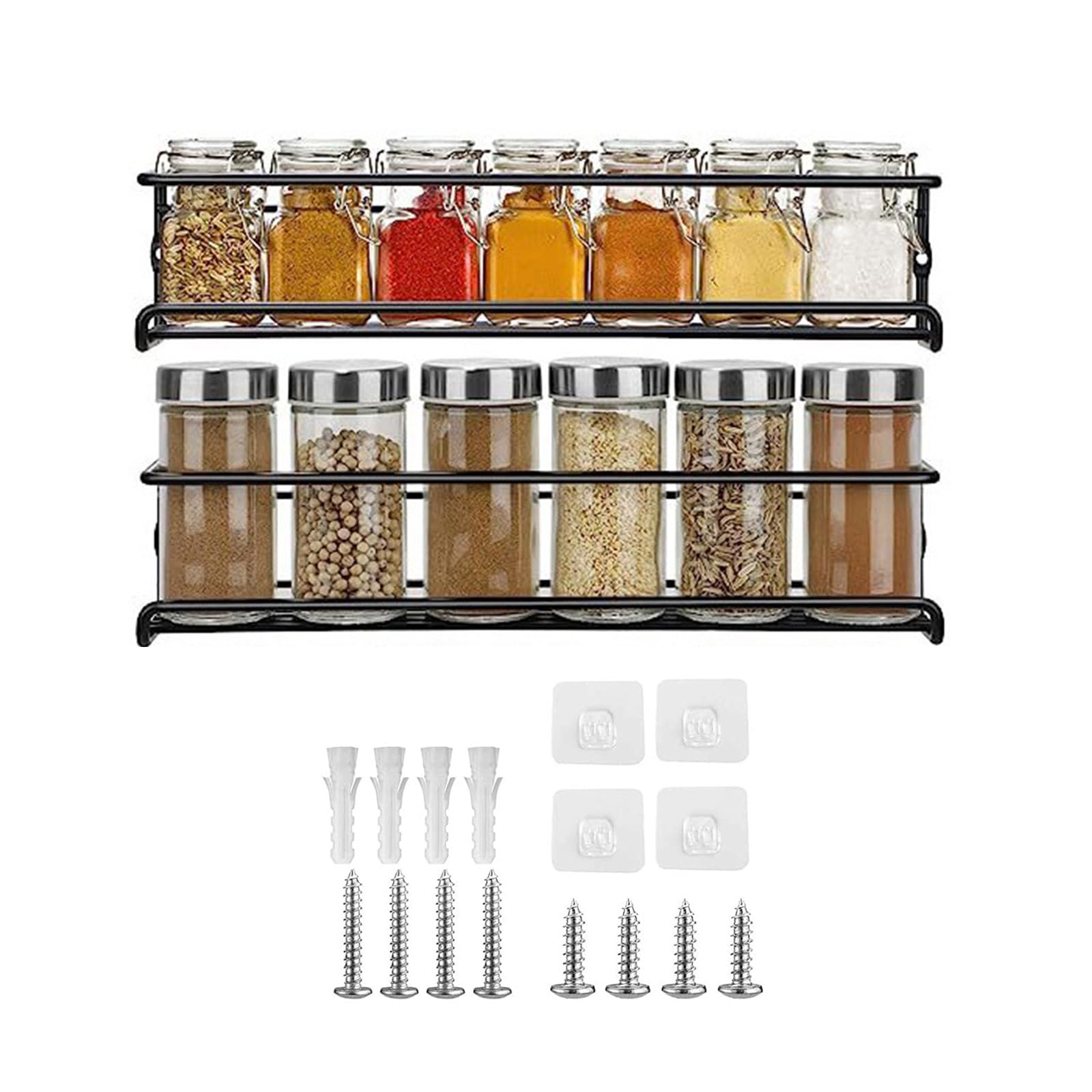 Aiweijia Spice Racks, 2 Pack Wall Mounted Metal Organizer