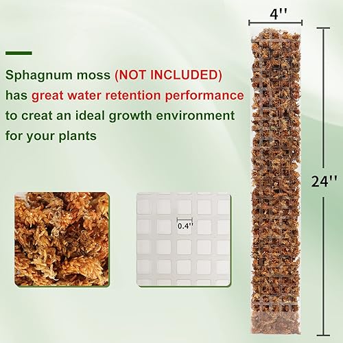 Miniatura 2 de EOX 4 postes de musgo de plástico de 24 pulgadas para plantas Monstera, postes de plantas para plantas trepadoras, soporte de plantas para plantas