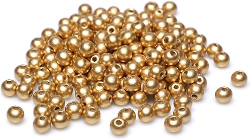 Miniatura 186 de Cuentas de madera redondas blancas de 0.394 in, 300 cuentas sueltas pintadas con espaciadores suaves para manualidades, collares y pulseras