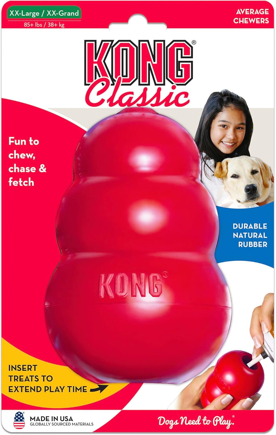 KONG Classic Stuffable Dog Toy Easy Treat Peanut Butter Spray - Fetch & Chew Toy for Dogs - XXL