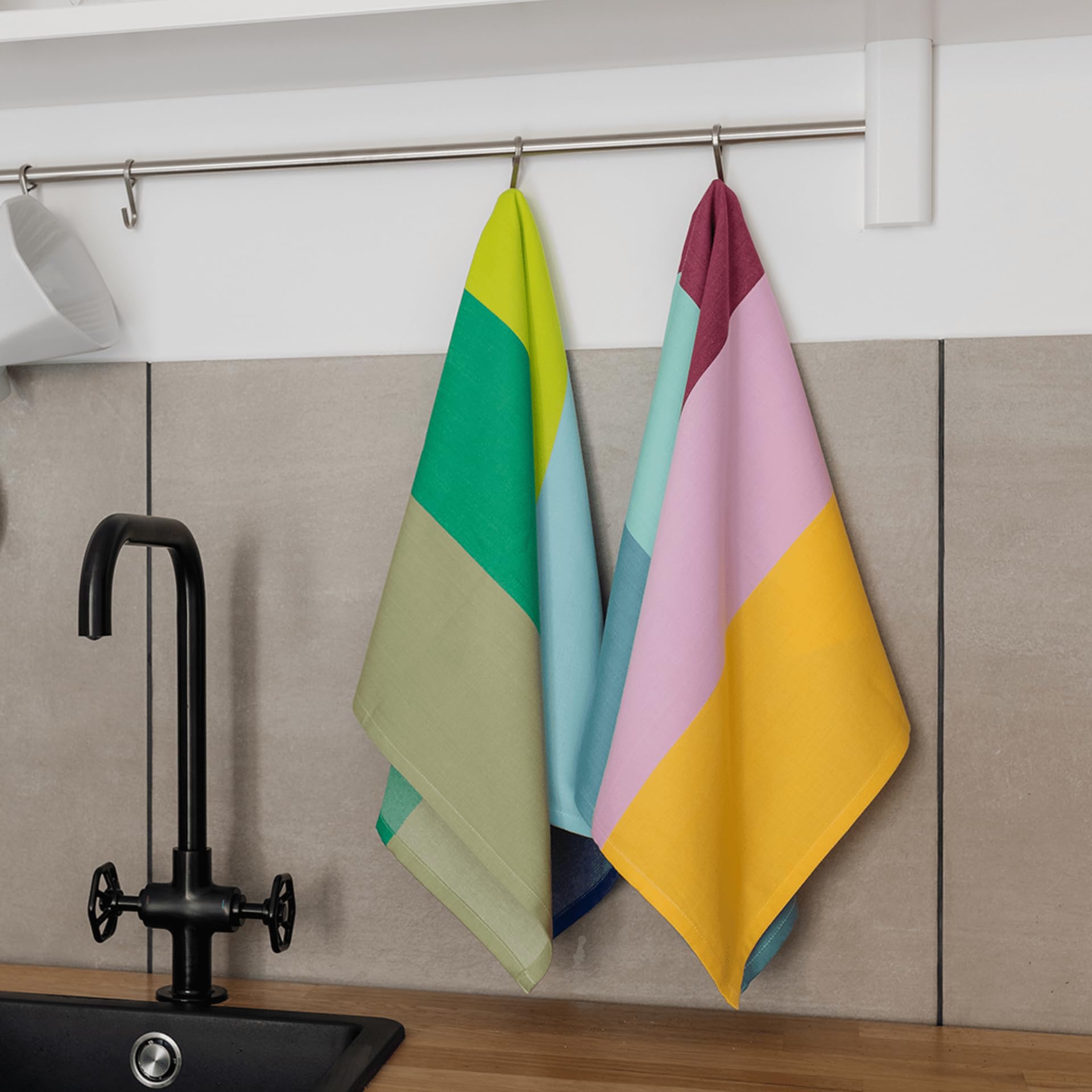 Remember Tea Towels Set - 50 x 70 cm - 100% Cotton - Colourful Tea Towels Set (No. 22), Mehrfarbig - Image 4
