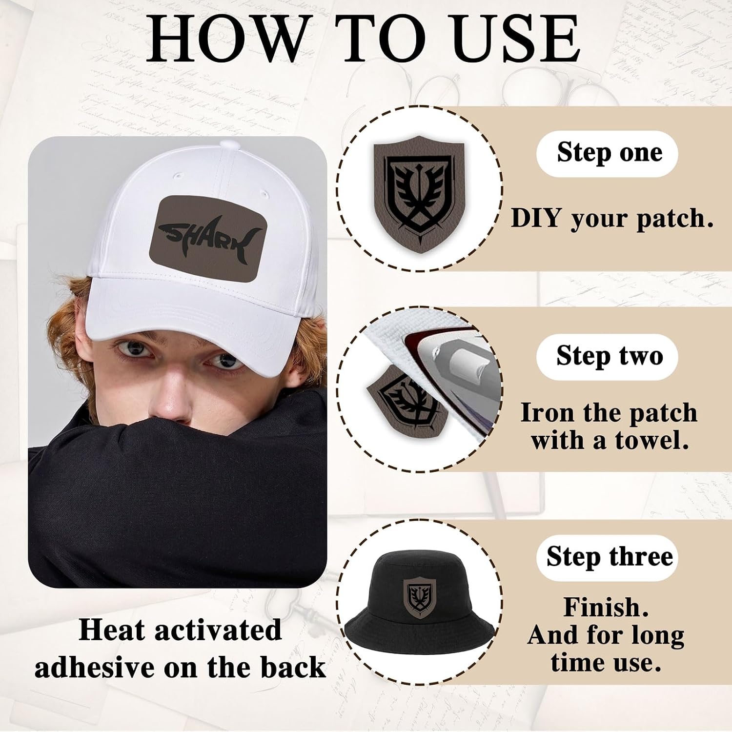 5 Pack Laserable Leatherette Sheet Faux Leather Laser Engraving Leather Blank Hat Patches with Heat Press Adhesive for Laser Engraving DIY Hat Cap Beanie UV Printing Craft Supplies (Taupe)