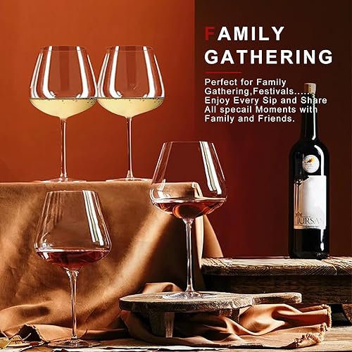 Miniatura 4 de Juego de 4 copas de vino supergrandes de 30 onzas, copas de vino gigantes de cristal soplado a mano, copas grandes de color burdeos de gran tamaño,