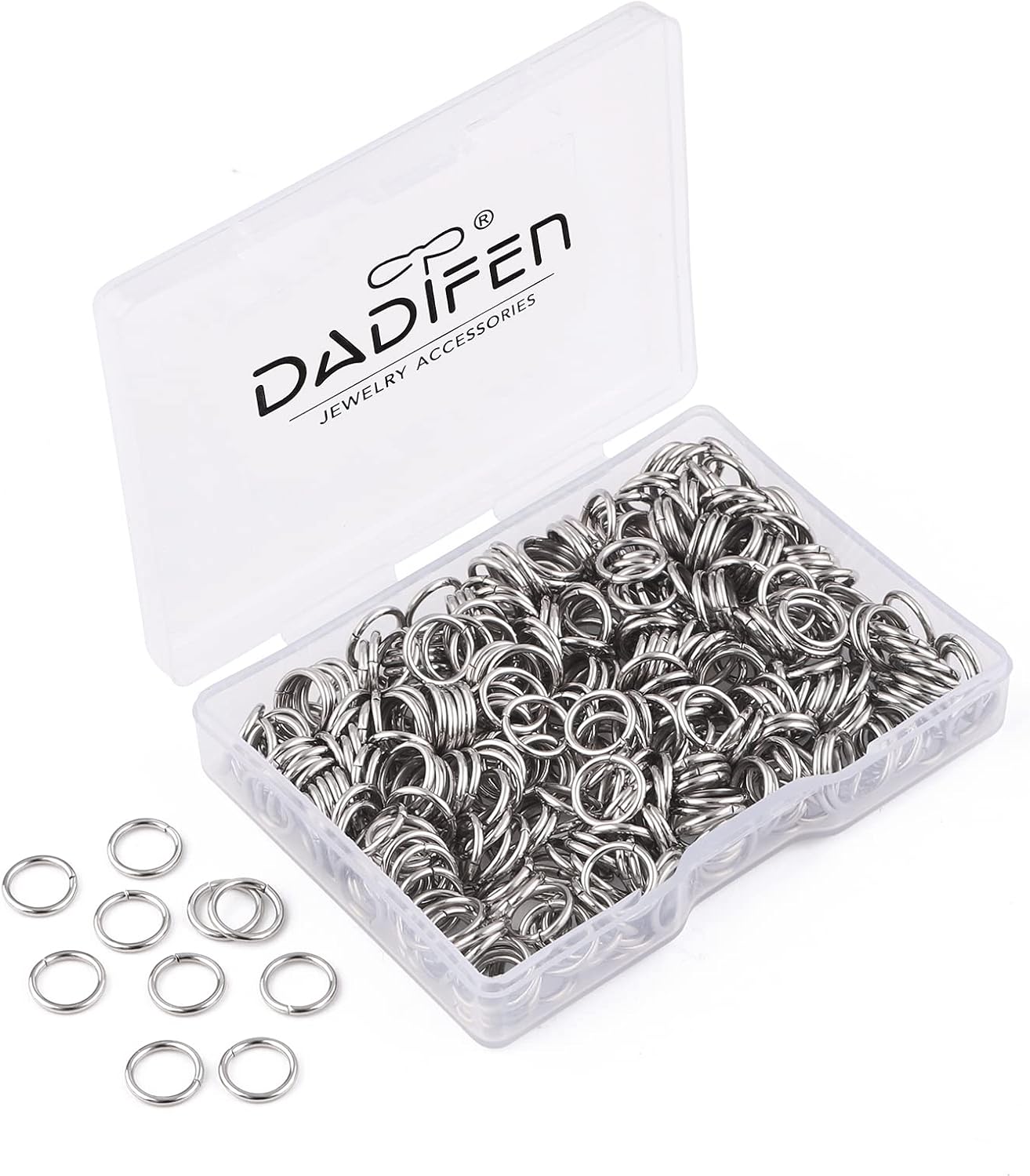 DADIFEN 400pcs 304 Stainless Steel Jump Rings for Jewelry Making Silver Open Jump Rings 21Gauge 1x8mm Boxed Jewelry Making Findings O Ring for Earrings Necklace Connectors : Arts, Crafts & Sewing
