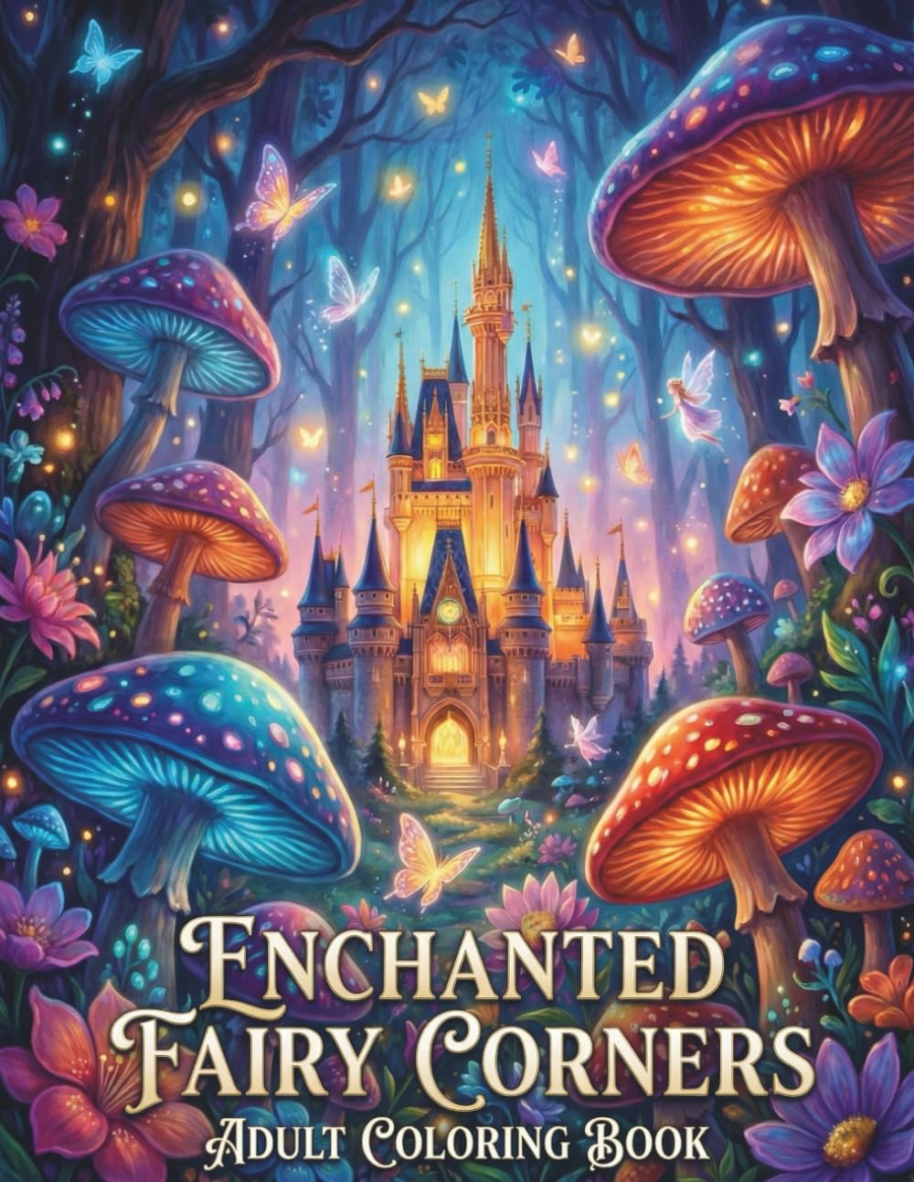 Enchanted Fairy Corners: A Magical Fantasy Coloring Book for Adults Featuring Dreamy Fairy Castles, Glowing Mushrooms, and Enchanted Forests