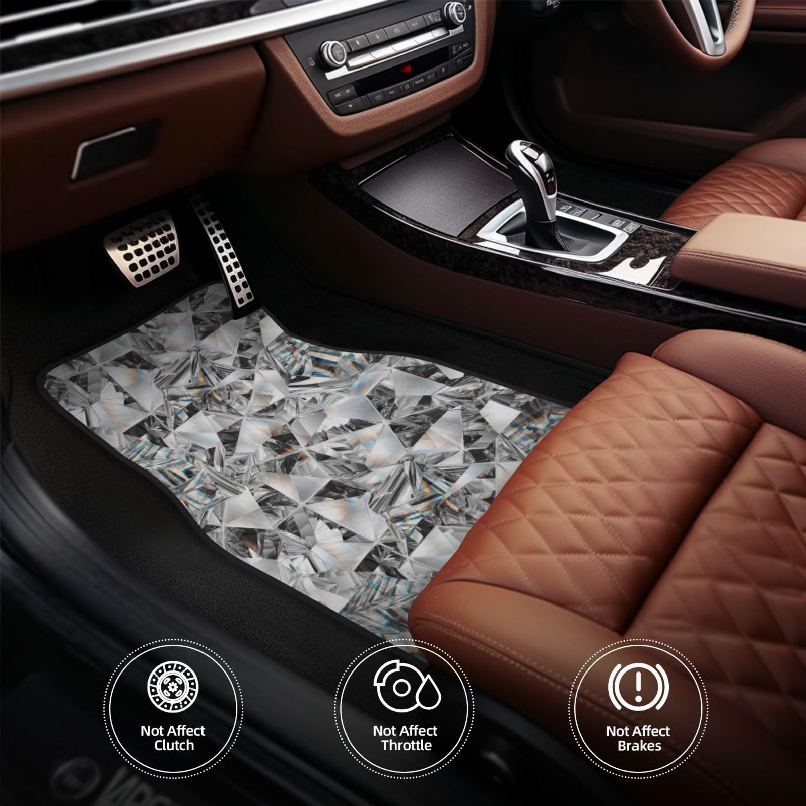 Diamantstruktur-Stil Kristall, 4er-Set Auto-Fußmatten, Neopren-Fußmatten für Fahrzeuge, rutschfeste Auto-Fußmatten, Autozubehör