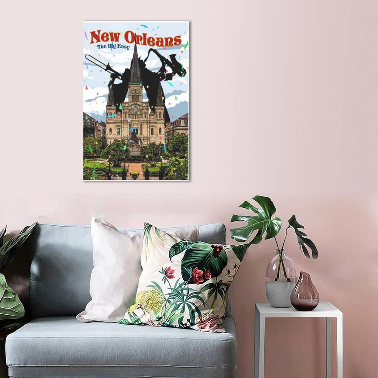 Póster decorativo de viaje de Nueva Orleans con diseño de castillo de la vendimia de Nueva Orleans Cartel de arte de la lona del dormitorio moderno de la lona de la pintura de carteles