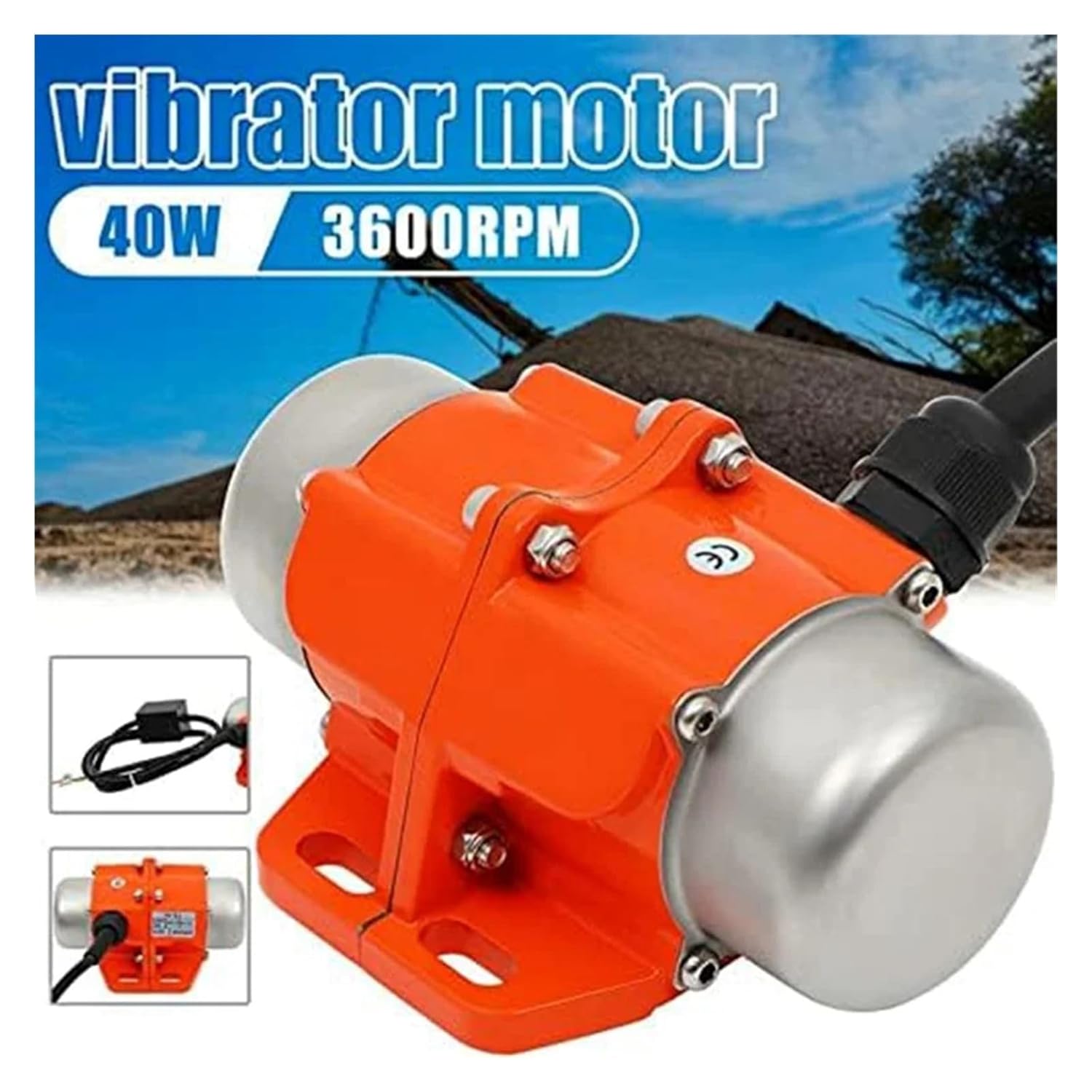 40W Concrete Vibrator Vibration Motor, 110V 3600Rpm Waterproof Vibrating Motor Vibrating Single Phase for Shaker Table
