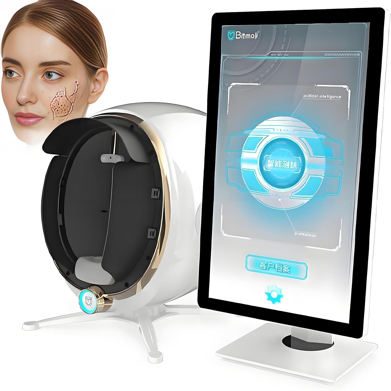 Analizador Digital De Piel con Detector De IA, Máquina Inteligente De Análisis Facial, Analizador De Humedad Facial 3D, con Pantalla HD De 13,3/21,5 Pulgadas 21.5in