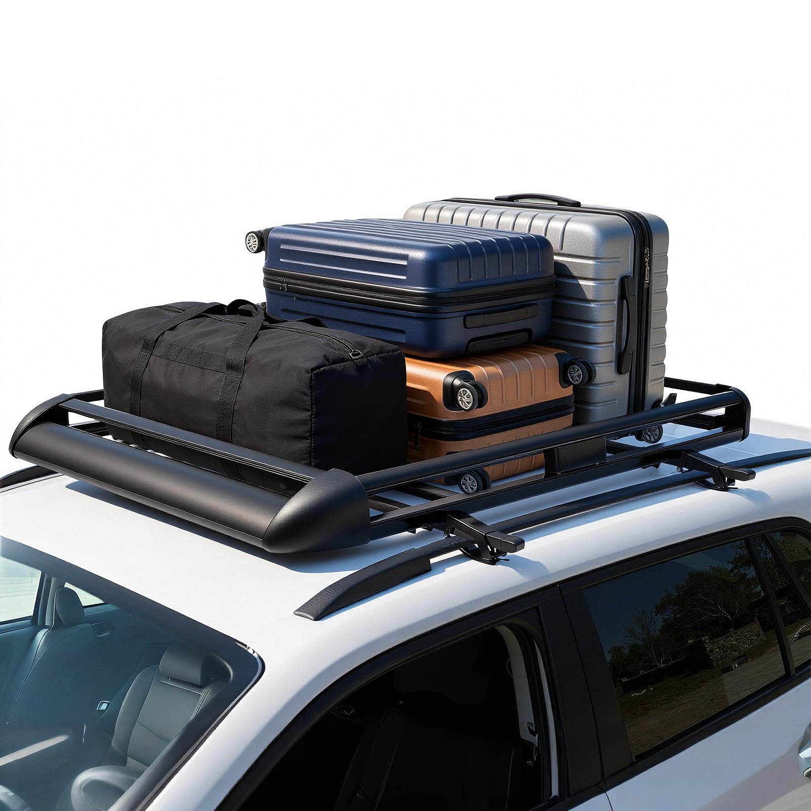 Dachkorb Universal SUV Dachgepäckträger Gepäckkorb Dachrack 127x97cm | Universal SUV-Dachkorb (127x97cm) aus wetterfester Aluminiumlegierung mit 68kg Traglast für Urlaubsreise und Camping.