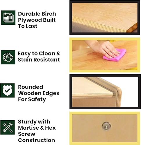 Miniatura 23 de Contender Time-2-Play - Mesa de juego rectangular de 30.75 pulgadas de ancho, bloques de Lego azul y verde, compatible con patas de madera de 22