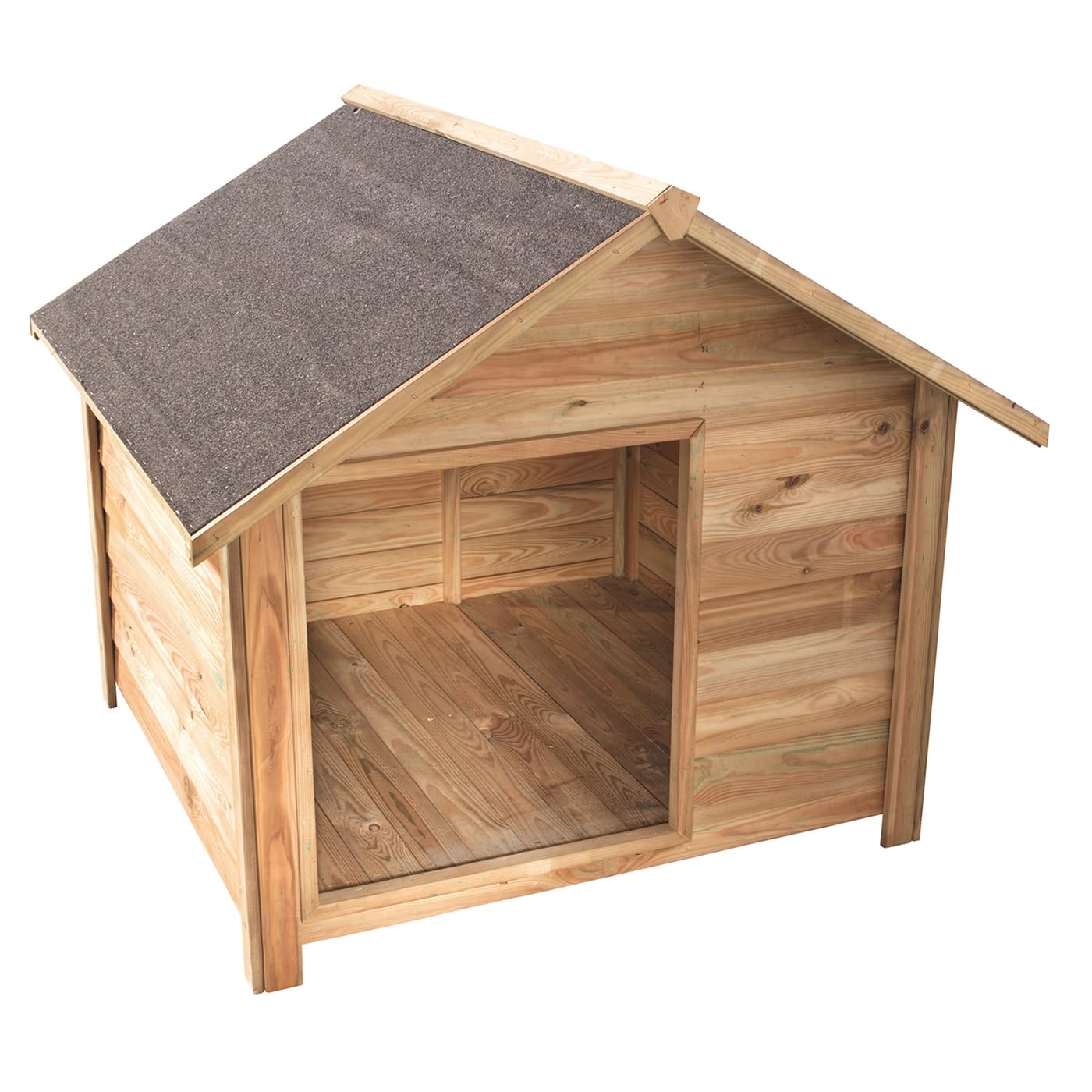 VOSS.PET Hundehütte aus Kiefernholz mit Bitumenfilz, Willow 120x114x100cm, Hundehaus, Outdoor-Hütte, Kleintierhaus für drinnen und draußen, Holzhütte für mittelgroße bis große Hunde