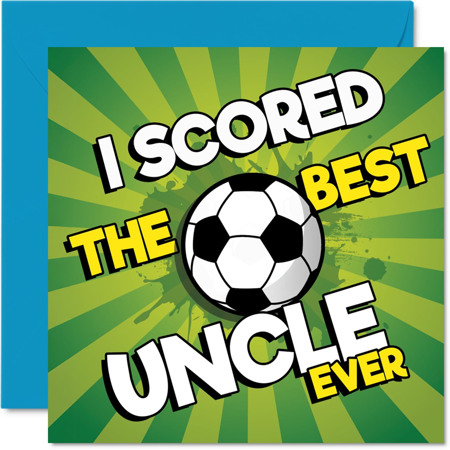 Playful Birthday Card for Uncle - Back of the Net Laughs - Bold Football Design with 'I SCORED THE BEST UNCLE EVER', Father's Day - 145mm Square, Envelope Included