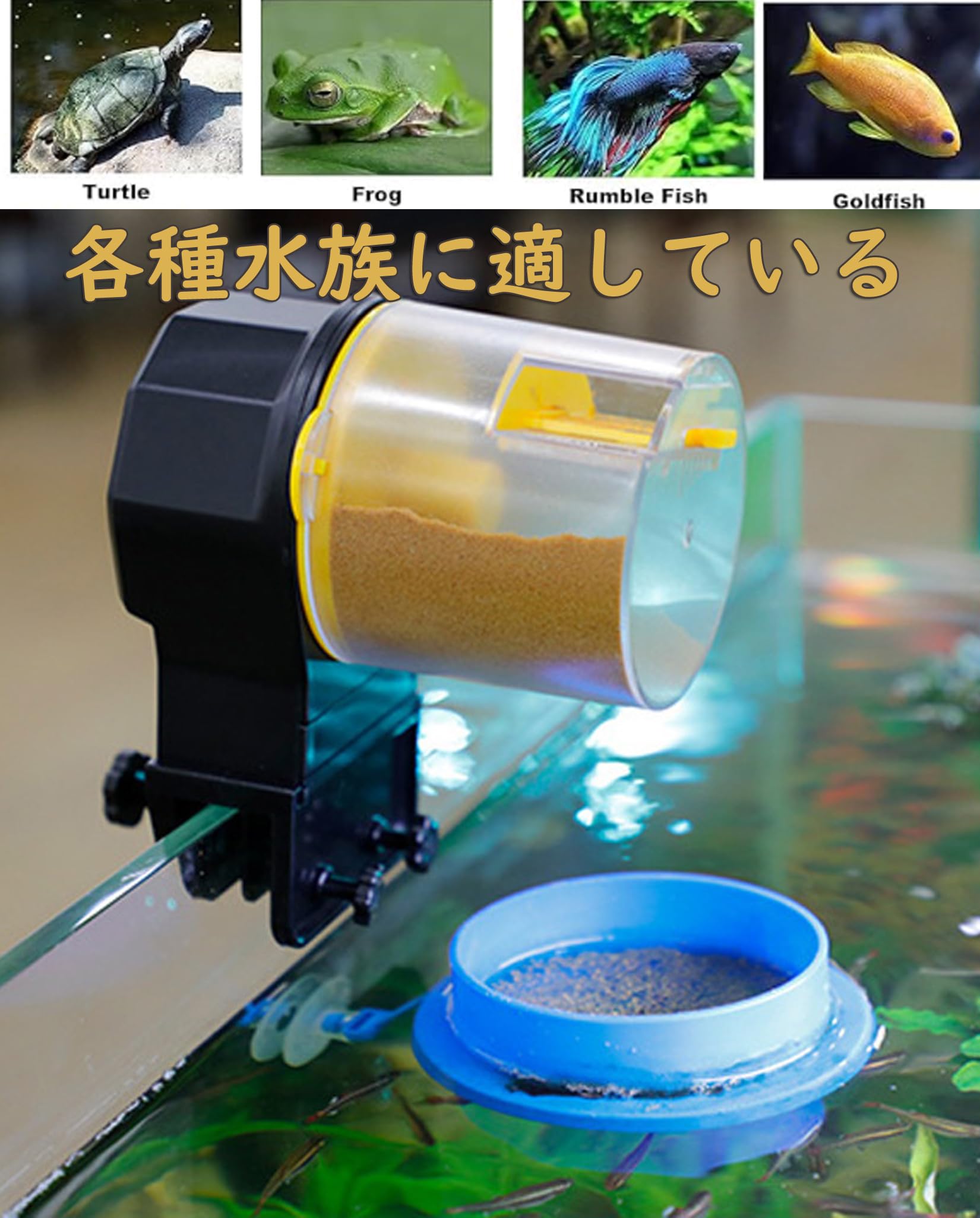 Amazon | 自動給餌器 魚 熱帯魚 メダカ亀 水槽カメ 餌やり機: 金魚