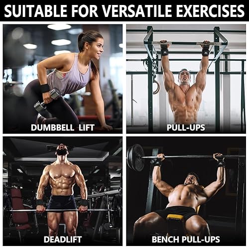 Miniatura 7 de Flintronic Ganchos de levantamiento de pesas, agarre unisex con revestimiento de goma antideslizante, soporte de muñeca de neopreno de 0.315 in,