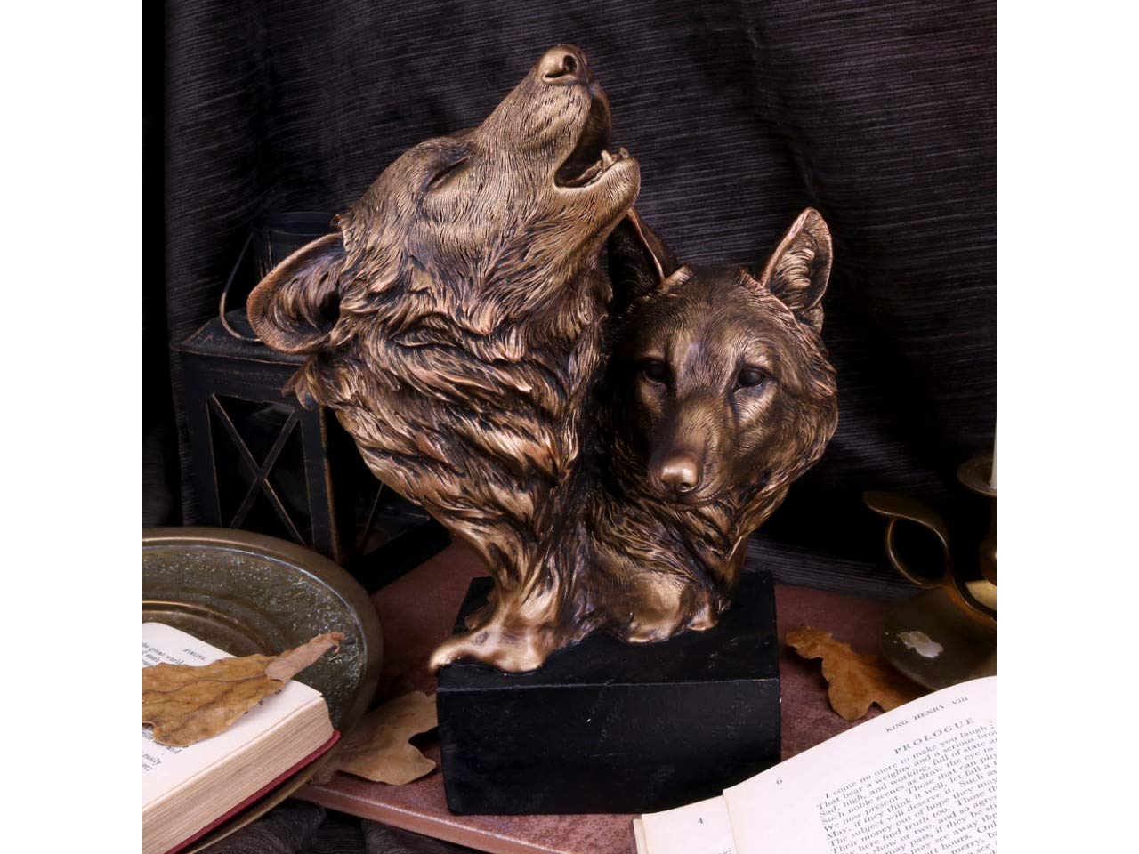 Nemesis Now Canción del Lobo Salvaje Busto 23cm Bronce, Resina