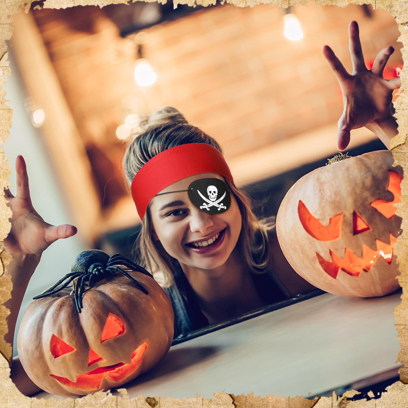 JaGely 32-teiliges Piraten-Zubehör, Partyzubehör, inklusive 16 roten Piratenkopf-Bandana, 16 Augenklappen, Halloween-Geschenke für Halloween, Karibik-Mottoparty, Cosplay