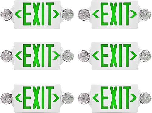 AKT LIGHTING Combo de luz LED de emergencia y señal de salida, señal de salida verde, luz de salida de emergencia certificada UL, lámparas