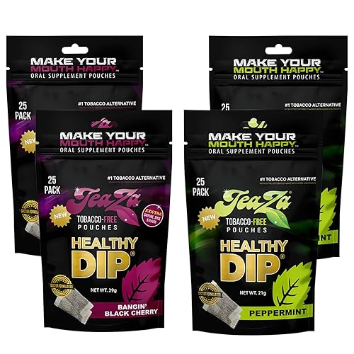 Vista 15 de Teaza Herbal Energy Pouch es - Bolsas de inmersión saludables para tabaco sin humo con sabor extra a especias, canela picante (paquete de 8) sin