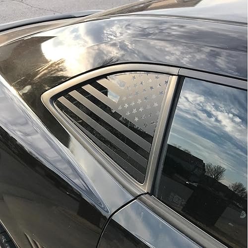 Miniatura 6 de Zhizhong Calcomanía para ventana de cuarto lateral trasero para Chevy Camaro 2010-2015, calcomanía de bandera estadounidense negra mate (un par,
