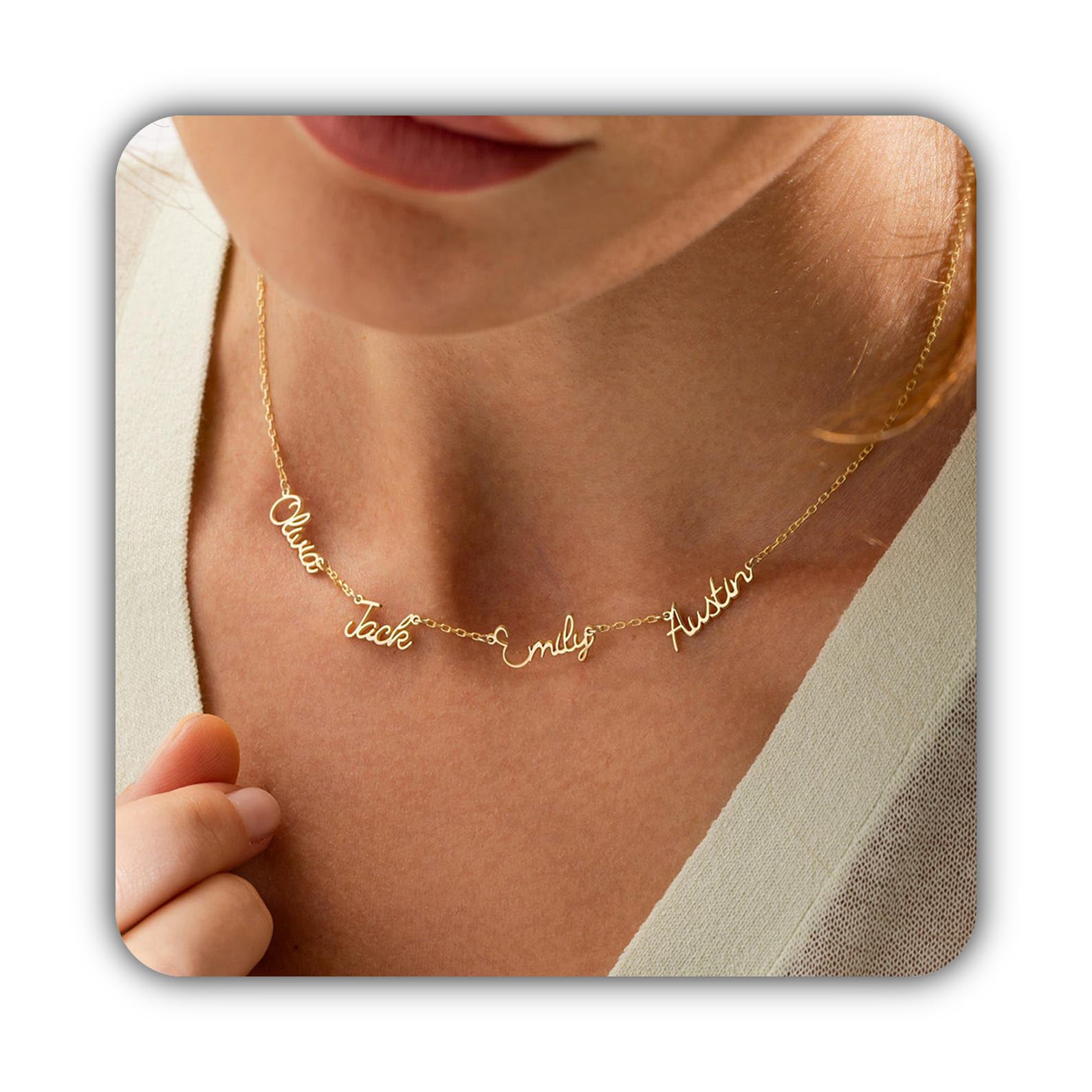 Multiplo collana con nome personalizzato gioiello di famiglia in argento sterling oro rosa su misura bambini gioiello