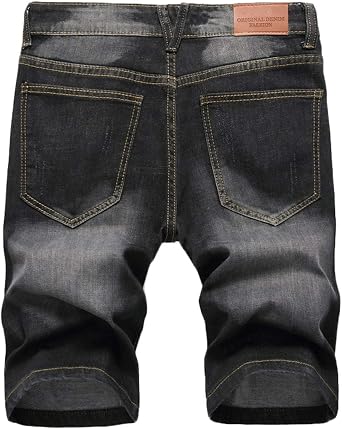 Men's Stretch Retro Vintage Washed Ripped Jeans Denim Shorts