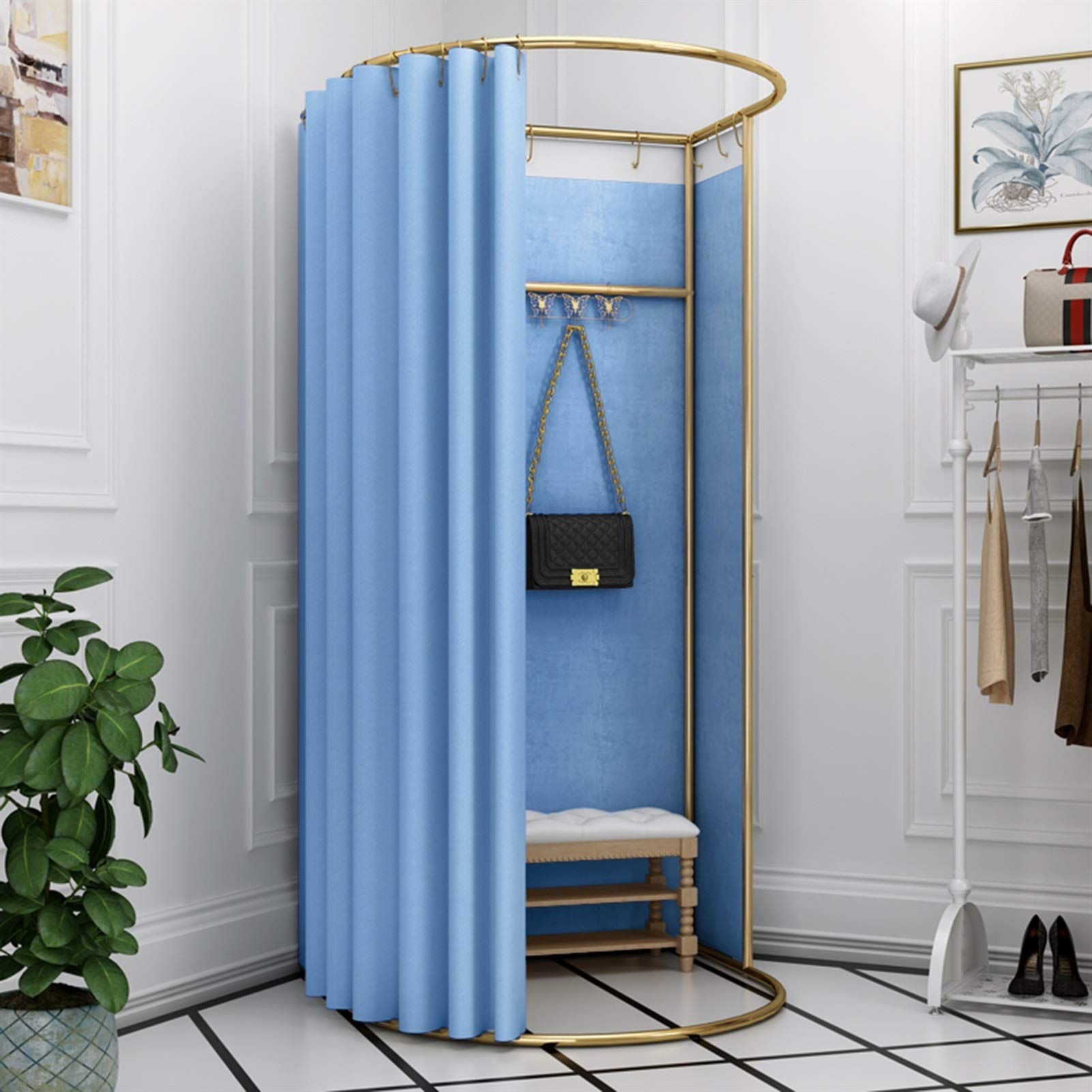 Kit di tende per spogliatoio e spogliatoio, con telaio in metallo, pieghevole, semplice cabina armadio (15 colori, dimensioni: 80 x 200 cm)