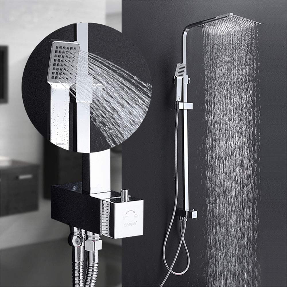 Robinet de douche mural anti-éclaboussures avec mitigeur cascade et ciel de pluie