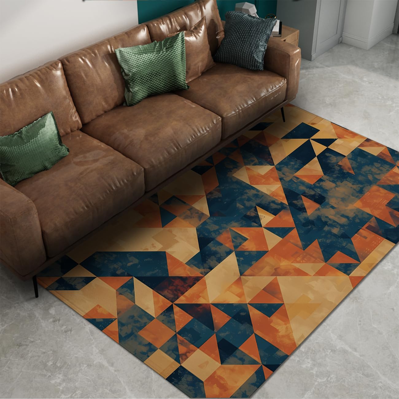 Tappeti astratto geometrico vintage consumato lavabile Tappeto morbido sottile pieghevole antiscivolo tappeti soggiorno camera sala pranzo uso intenso 90x150