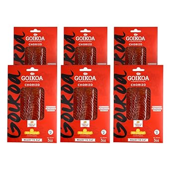 Goikoa Chorizo | Mild | Pre Sliced Deli Cut | All Natural | Dry-Cured | Authentic Navarre Spain | Perfect For Charcuterie and Sandwich | 3 oz 85.05 gr Pack of 6, 18, Ounce