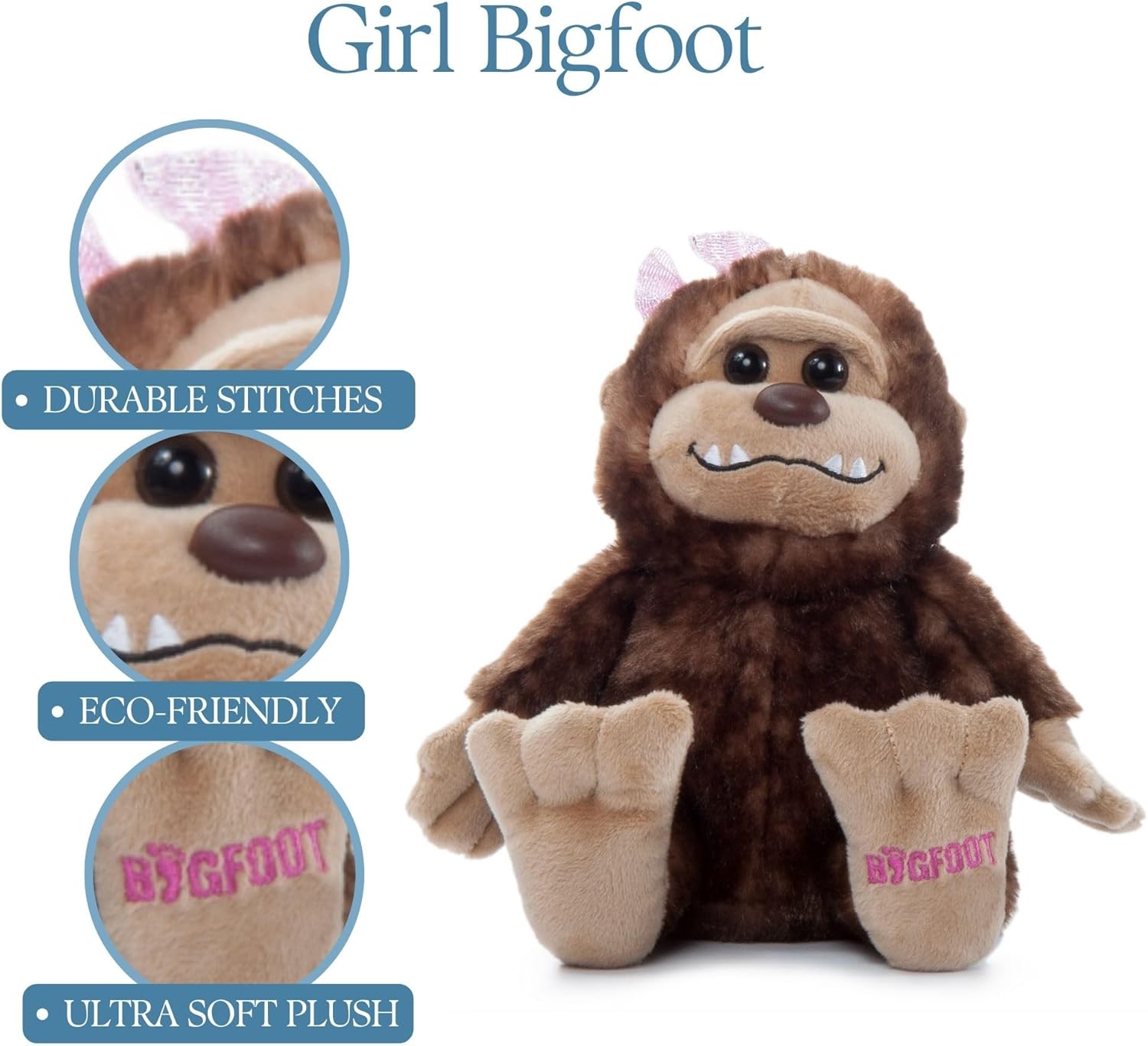 The Petting Zoo Bigfoot Girl Stuffed Animal Plushie, Gifts for Kids, Wild Onez Wildlife Animals, Bigfoot Ape Plush Toy 7 inches