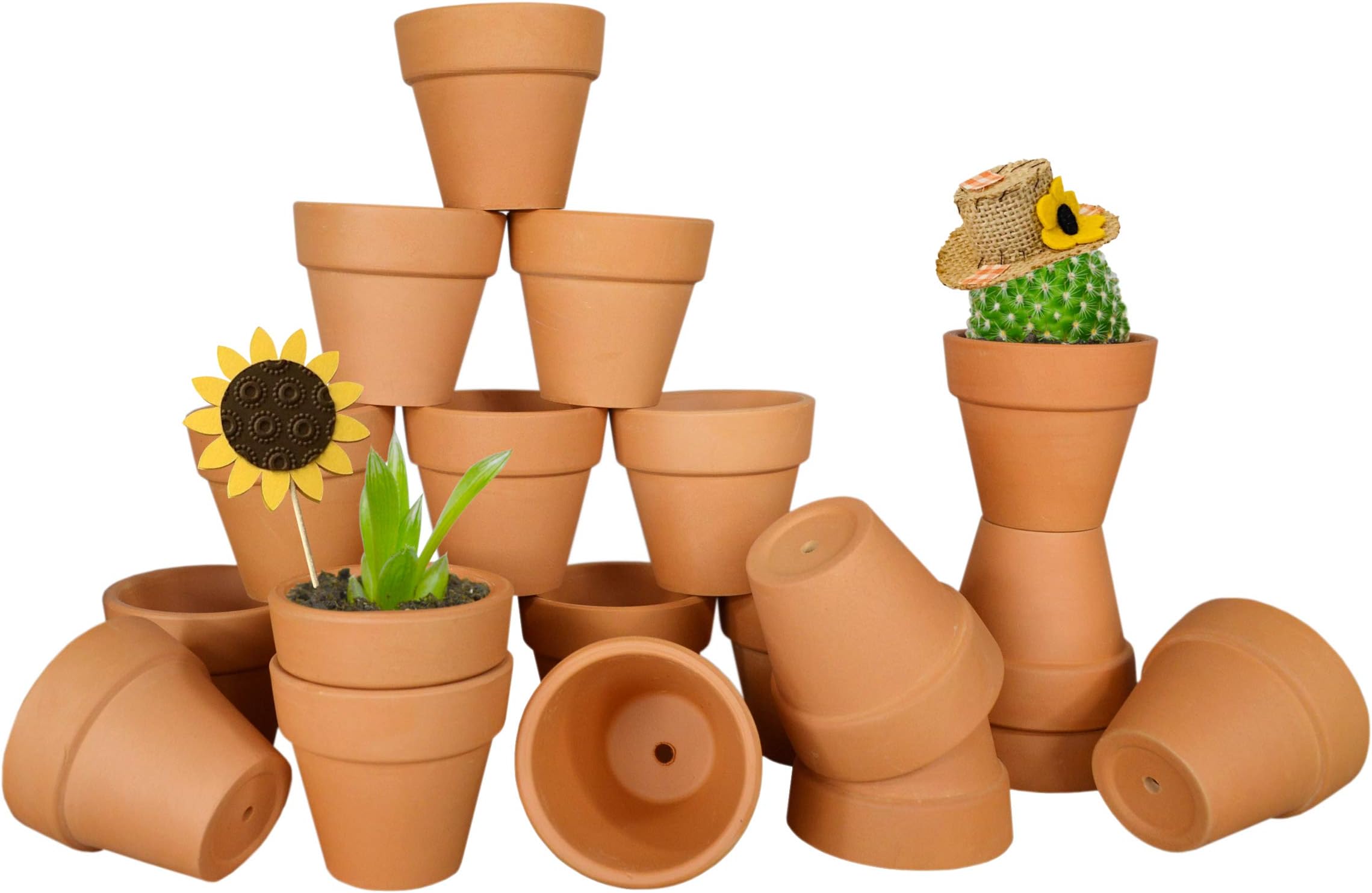 My Urban Crafts 20 Pcs Small Mini Clay Pots 2.1 inch Mini Terracotta Pots Clay Ceramic Pottery Planter Cactus Flower Pots Succulent Nursery Pots for Indoor/Outdoor Mini Plant, Crafts, Wedding Favors
